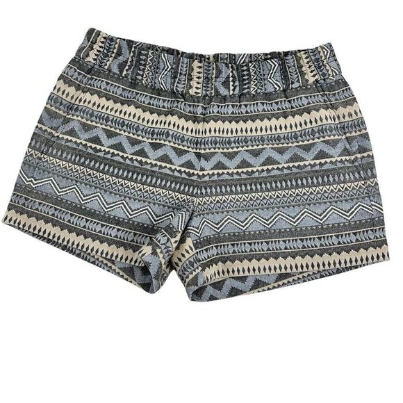 J. Crew Factory Womens Size 2 Pull On Short Aztec Style F0310 Blue Brown - Picture 2 of 5